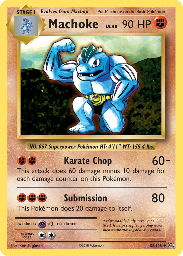 Machoke 58/108 Uncommon Reverse Holo Evolutions NM/LP