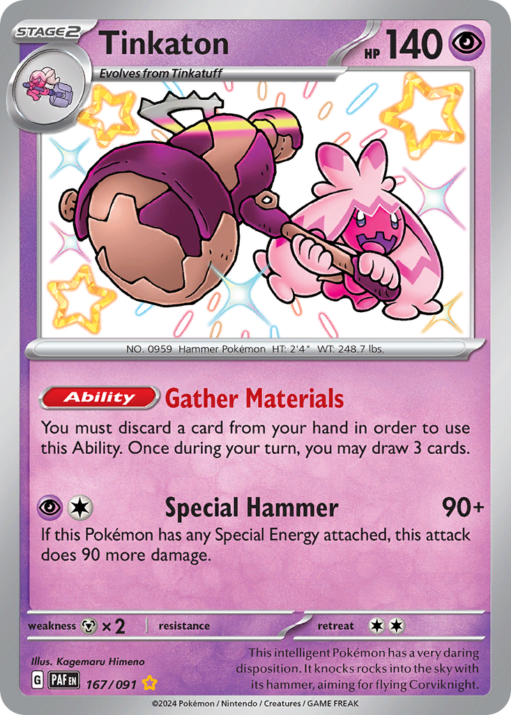 Tinkaton 167/091 Shiny Rare Holo Paldean Fates NM/M