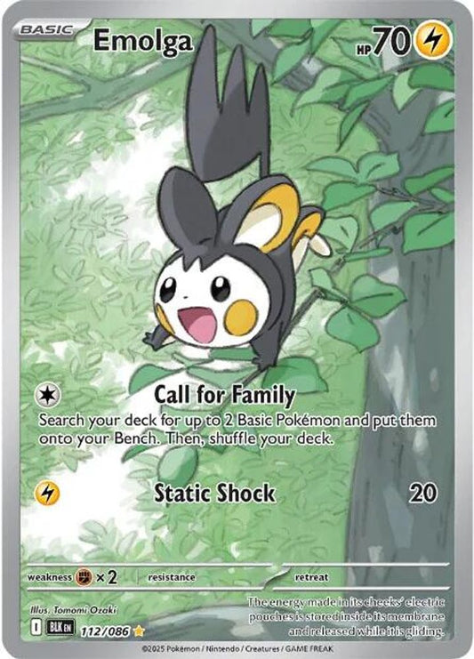 Emolga 112/086 Illustration Rare Black Bolt Holo NM/M
