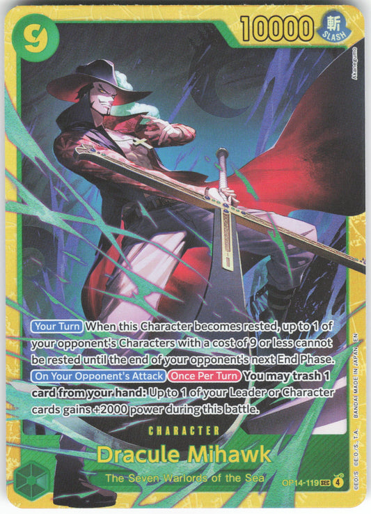 Dracule Mihawk - SEC The Azure Sea's Seven OP14-119 NM