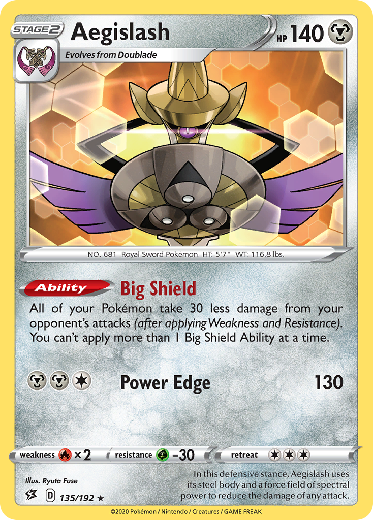 Aegislash 135/192 Rare Reverse Holo Rebel Clash NM/LP