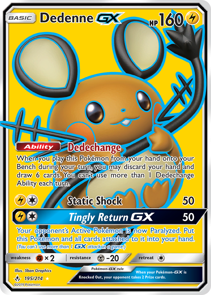 Dedenne GX 195/214 Ultra Rare Unbroken Bonds NM/M