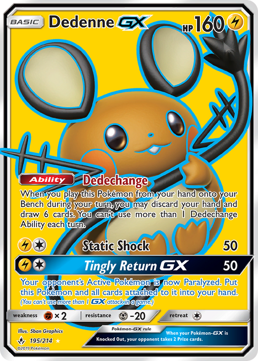 Dedenne GX 195/214 Ultra Rare Unbroken Bonds NM/M