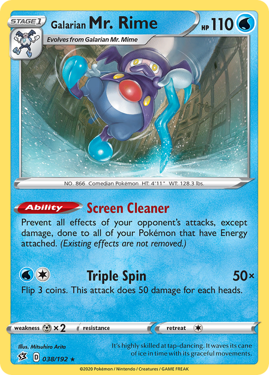 Galarian Mr. Rime 038/192 Rare Reverse Holo Rebel Clash NM/LP