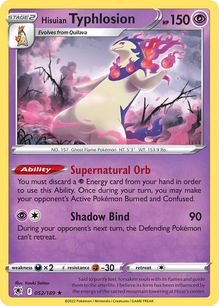 Hisuian Typhlosion 052/189 Rare Astral Radiance Holo NM/LP
