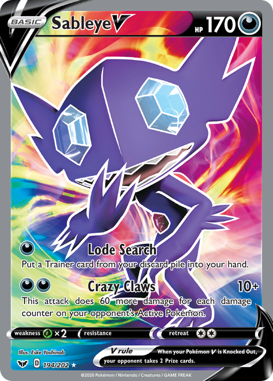 Sableye V 194/202 Ultra Rare Sword & Shield NM/M