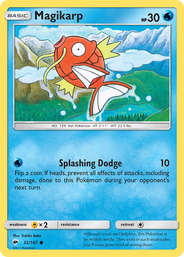 Magikarp 32/147 Common Burning Shadows NM/M