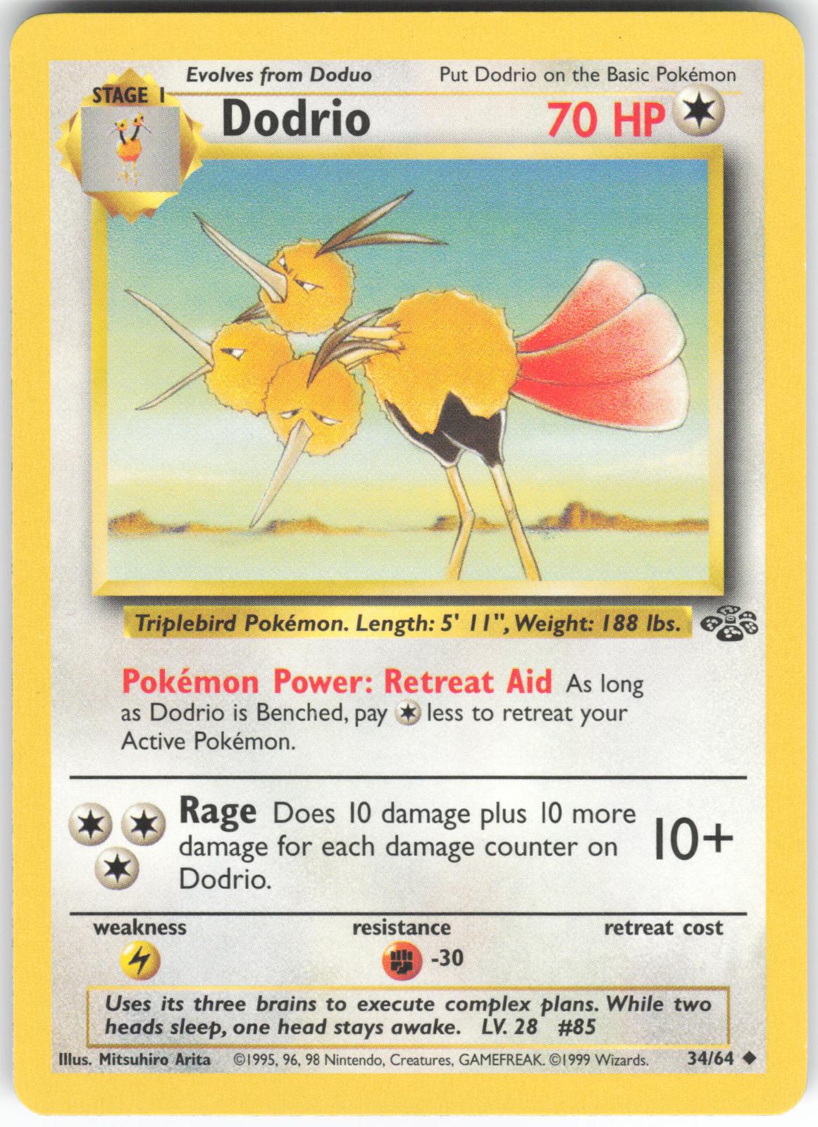 Dodrio 34/64 Uncommon Jungle Unlimited NM/LP