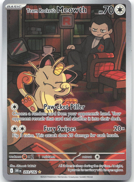 Team Rocket's Meowth - Illustration Rare SV10: Destined Rivals 203/182 NM