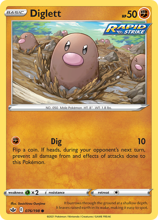 Diglett 076/198 Common Reverse Holo Chilling Reign NM/LP