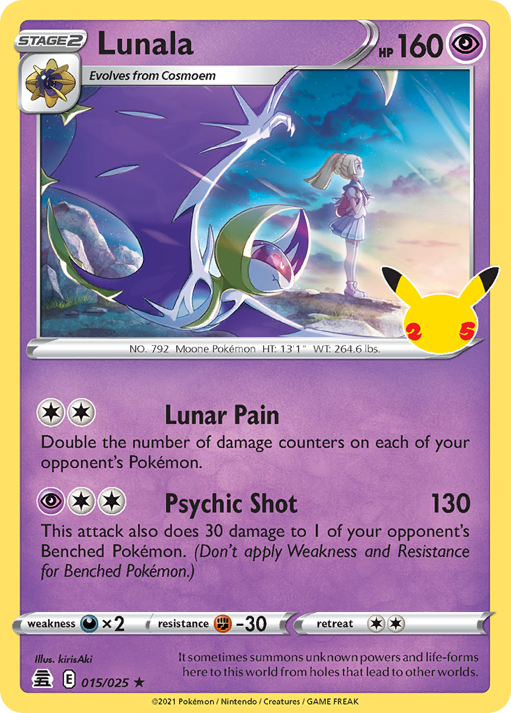 Lunala 015/025 Rare Celebrations Holo NM/LP