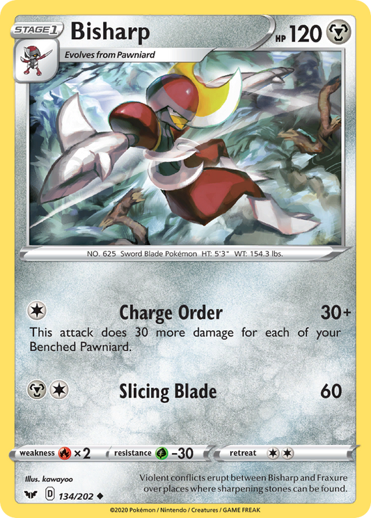 Bisharp 134/202 Uncommon Reverse Holo Sword & Shield NM/LP