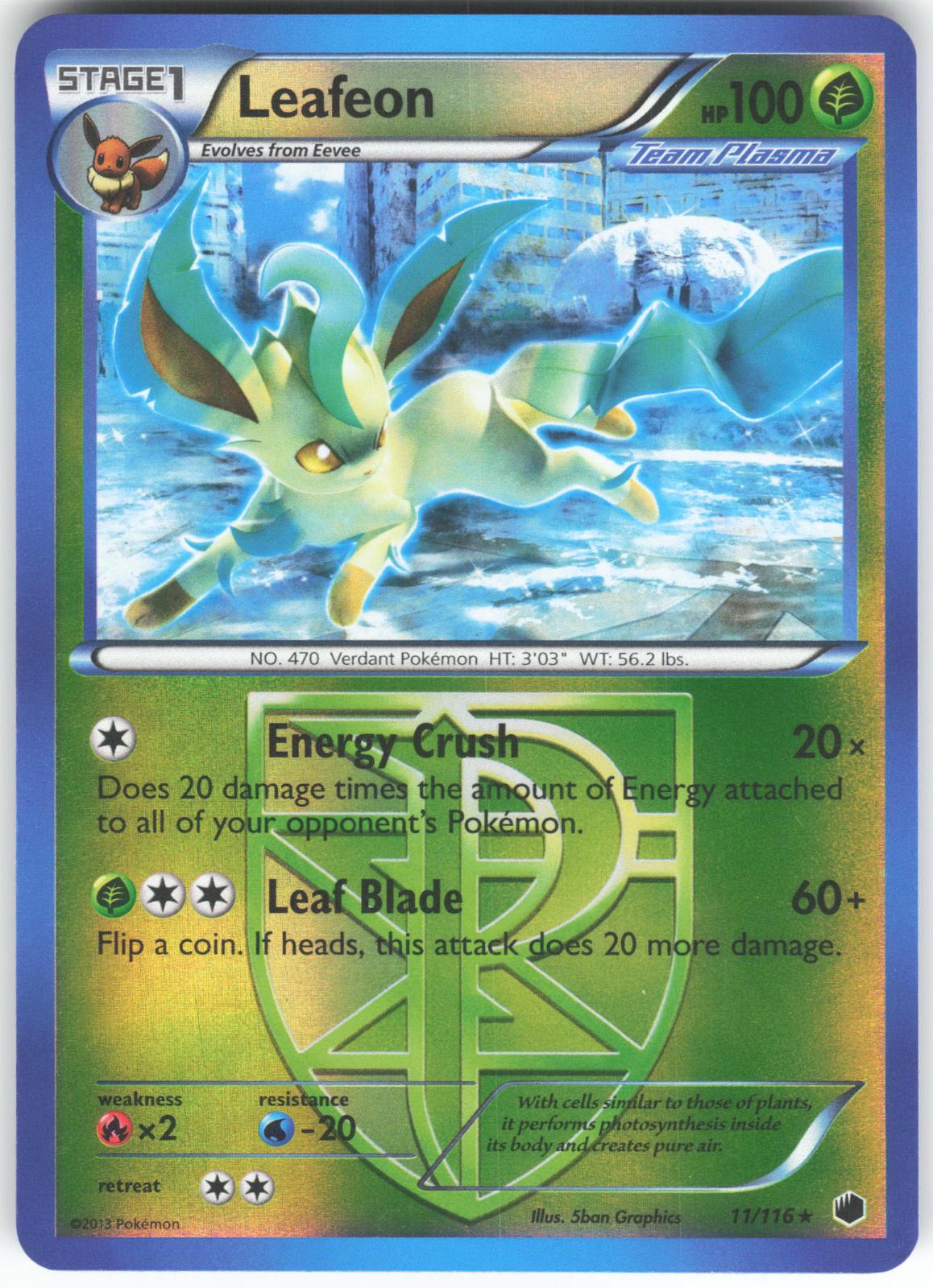 Leafeon 11/116 Rare Reverse Holo Plasma Freeze LP