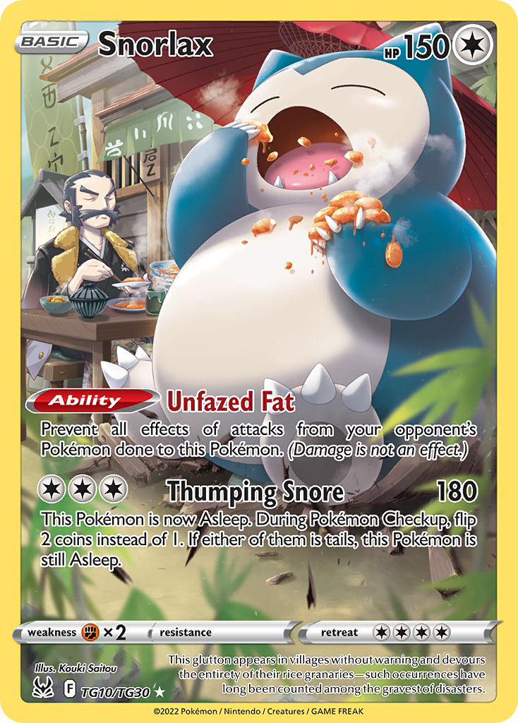 Snorlax TG10/TG30 Trainer Gallery Rare Lost Origin Trainer Gallery Holo NM/M