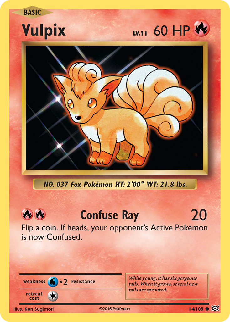 Vulpix 14/108 Common Reverse Holo Evolutions NM/LP