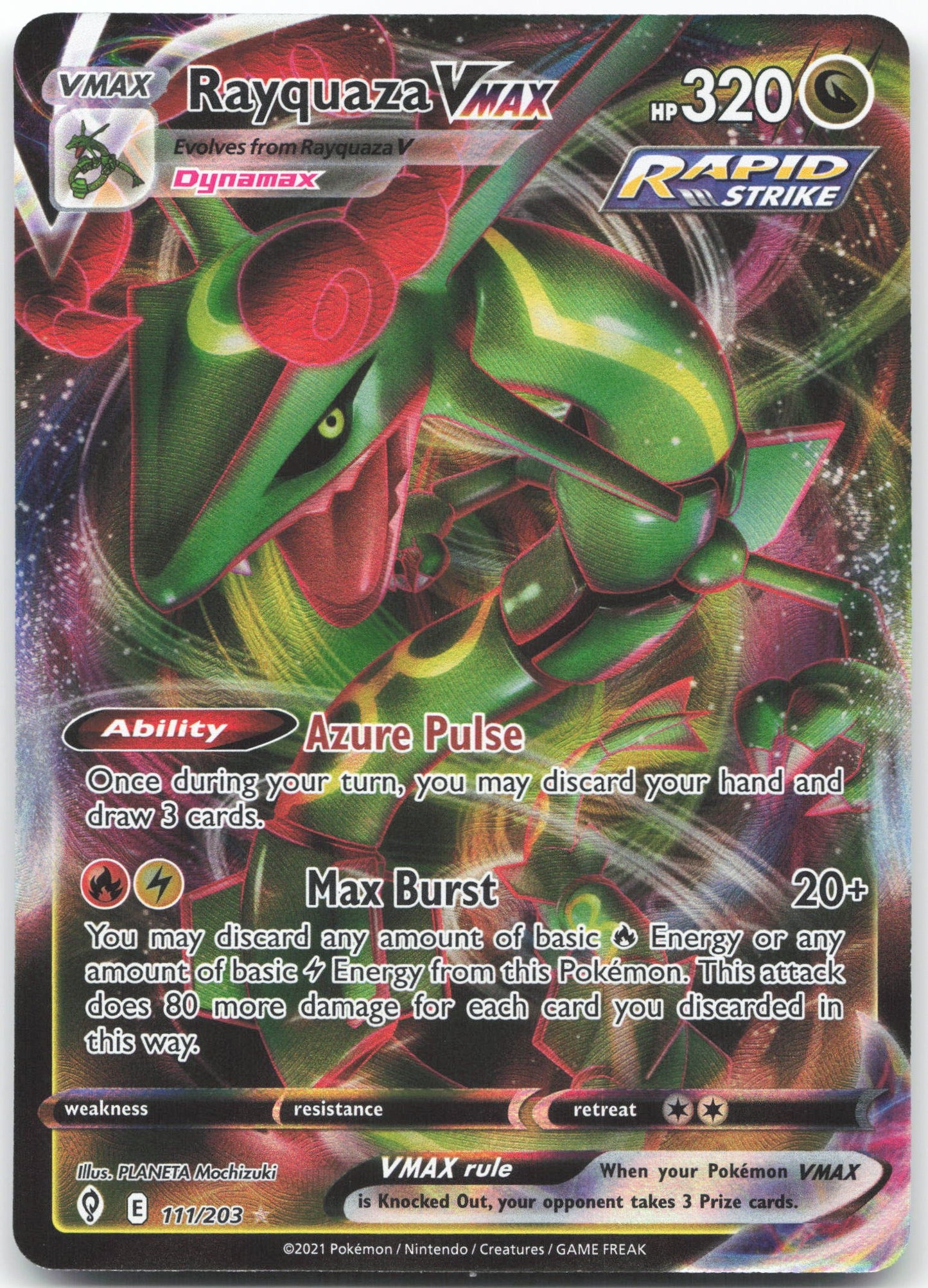 Rayquaza VMAX Ultra Rare SWSH07: Evolving Skies 111/203 NM