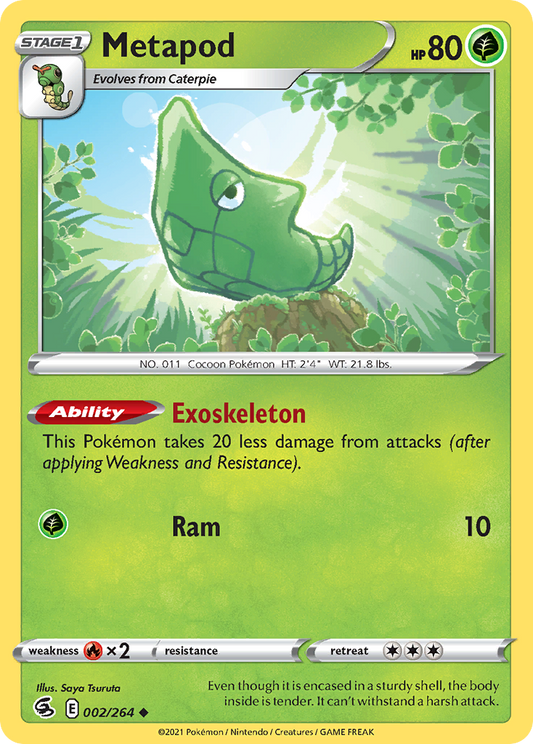 Metapod 002/264 Uncommon Reverse Holo Fusion Strike NM/LP
