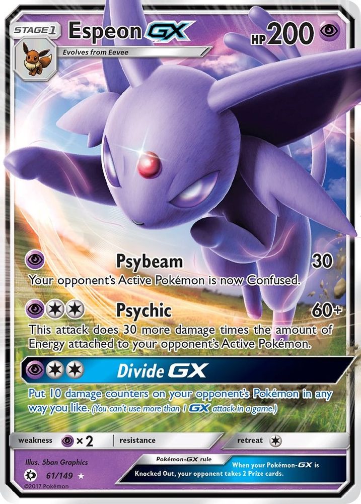 Espeon GX 61/149 Ultra Rare SM Base Set Holo NM/M
