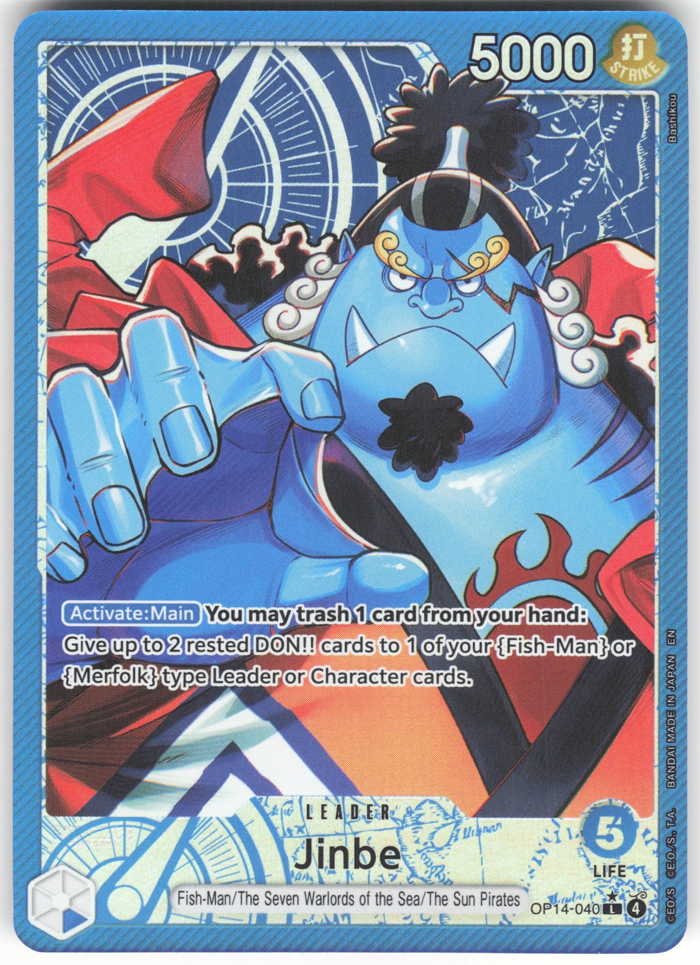 Jinbe - (Alternate Art) L The Azure Sea's Seven OP14-040 NM