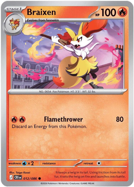 Braixen 012/086 Common Reverse Holo Chaos Rising NM/M