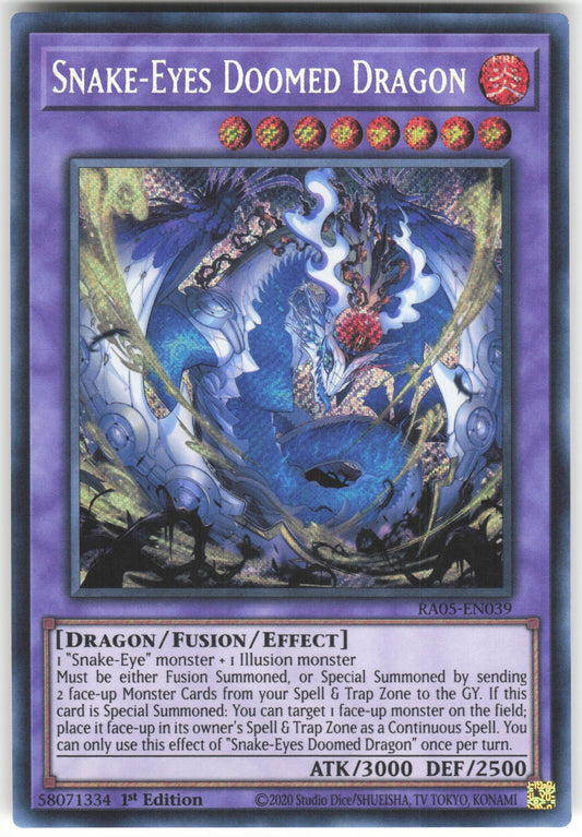 Snake-Eyes Doomed Dragon (Secret Rare) Secret Rare Rarity Collection 5 RA05-EN039 NM