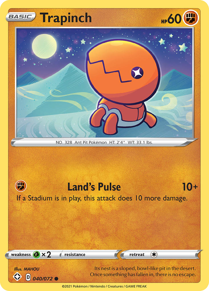 Trapinch 040/072 Common Reverse Holo Shining Fates NM/LP