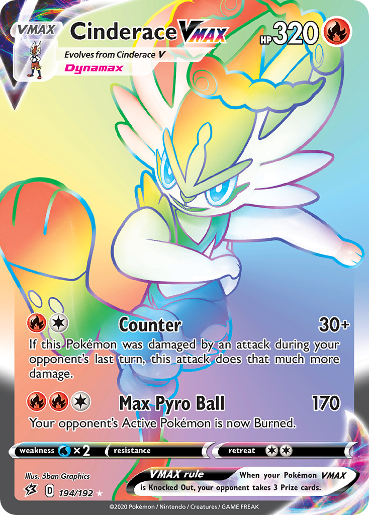Cinderace VMAX 194/192 Rainbow Rare Rebel Clash NM/M