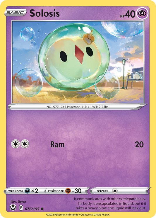 Solosis 076/195 Common Reverse Holo Silver Tempest NM/LP