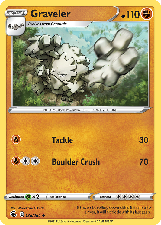 Graveler 136/264 Uncommon Reverse Holo Fusion Strike NM/LP