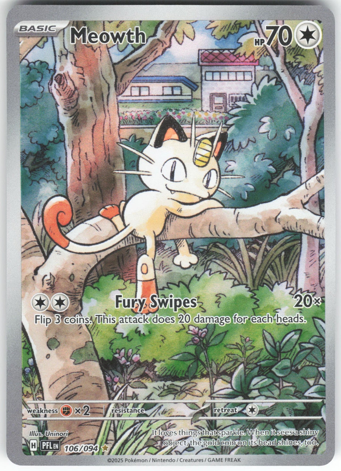 Meowth Illustration Rare ME02: Phantasmal Flames 106/094 NM
