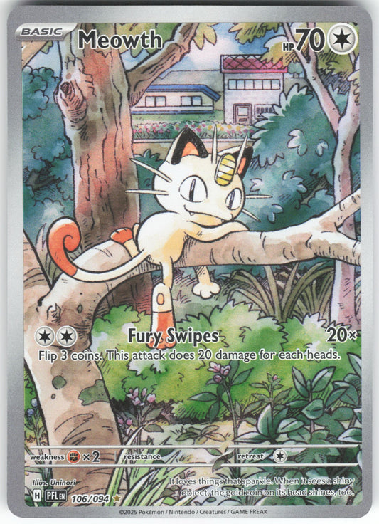 Meowth Illustration Rare ME02: Phantasmal Flames 106/094 NM