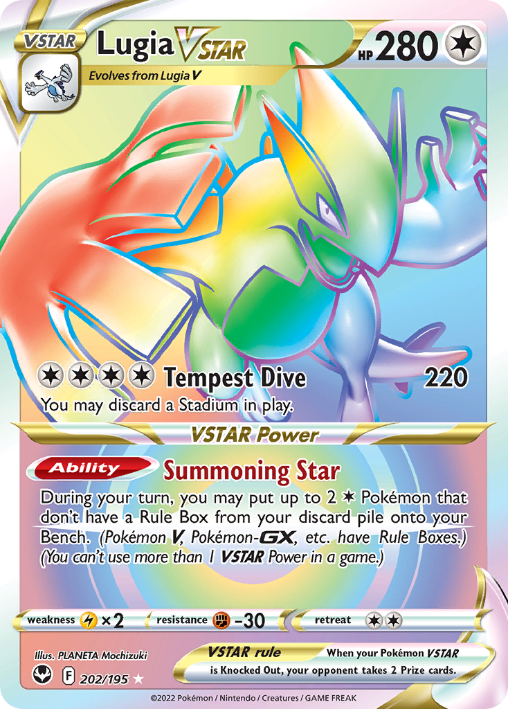 Lugia VSTAR 202/195 Rainbow Rare Silver Tempest NM/M