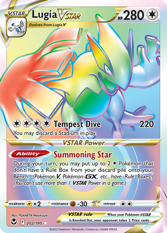 Lugia VSTAR 202/195 Rainbow Rare Silver Tempest NM/M