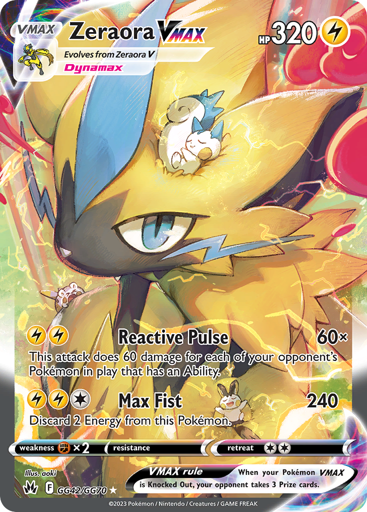 Zeraora VMAX GG42/GG70 VMAX Rare Crown Zenith Galarian Gallery Holo NM/M