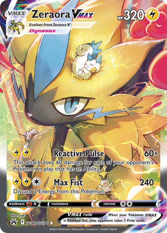 Zeraora VMAX GG42/GG70 VMAX Rare Crown Zenith Galarian Gallery Holo NM/M