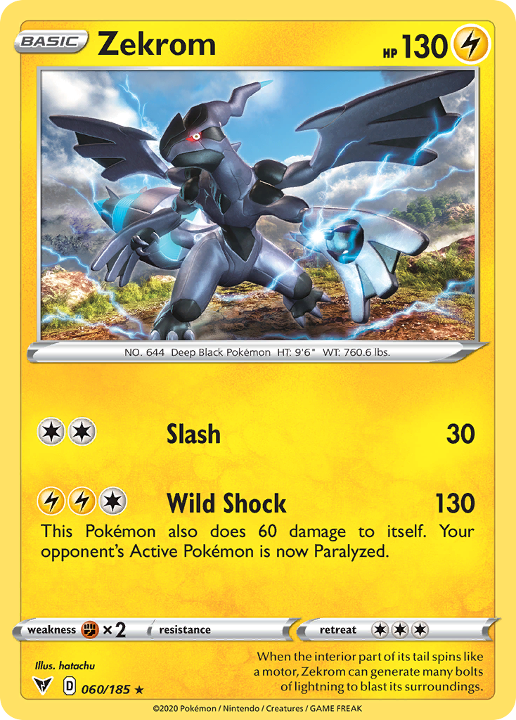Zekrom 060/185 Rare Reverse Holo Vivid Voltage NM/LP