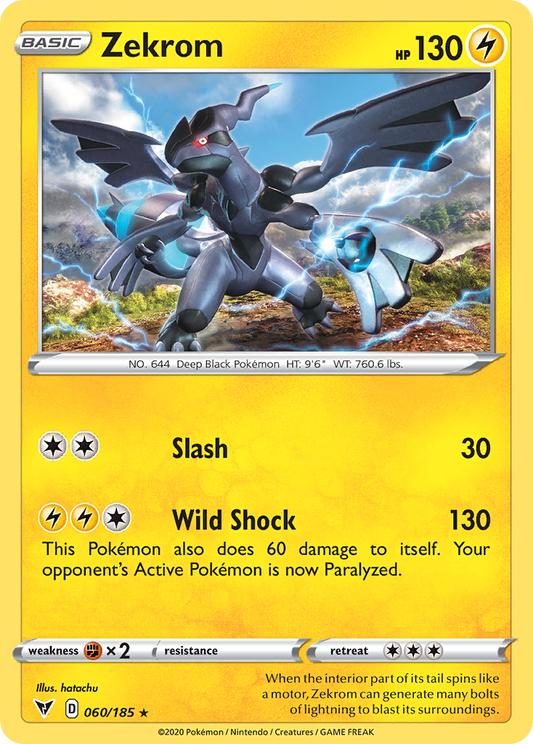 Zekrom 060/185 Rare Reverse Holo Vivid Voltage NM/LP