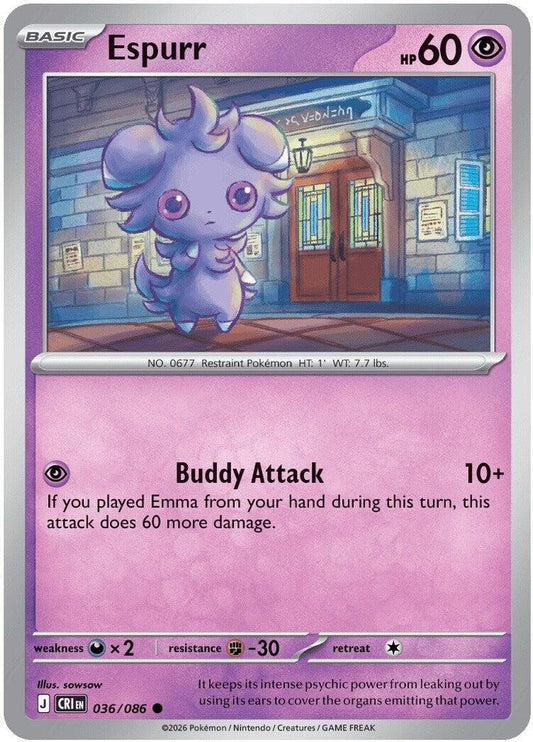 Espurr 036/086 Common Reverse Holo Chaos Rising NM/M