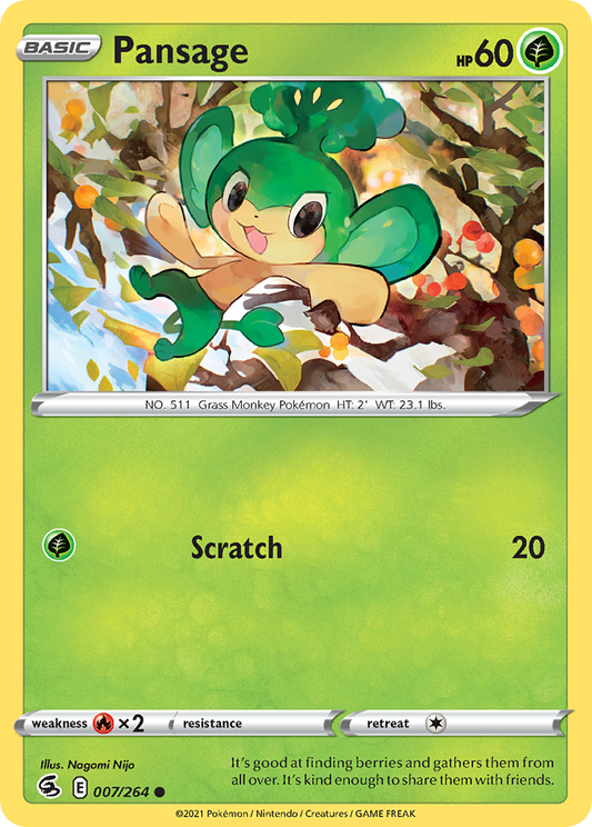 Pansage 007/264 Common Reverse Holo Fusion Strike NM/LP