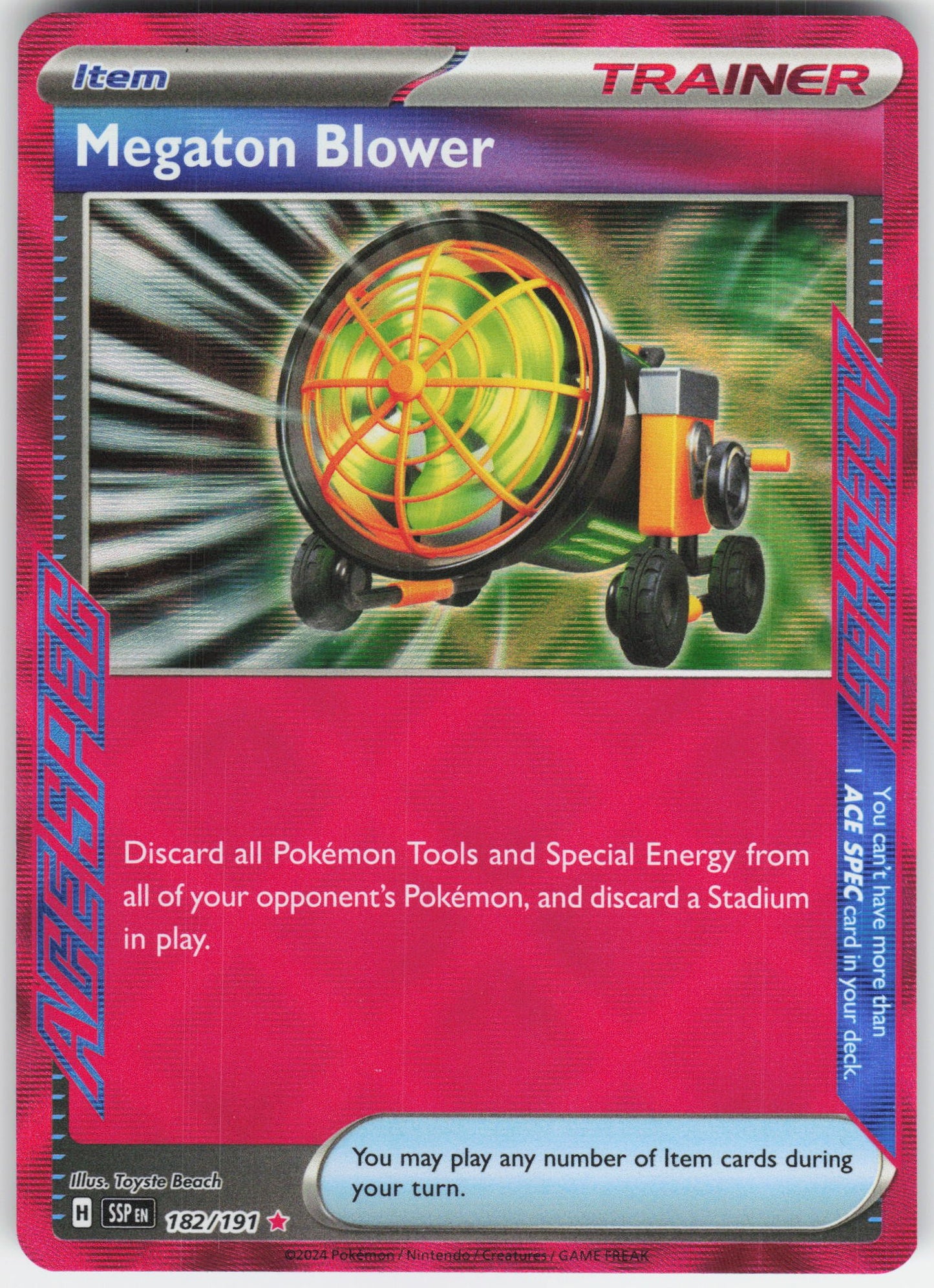 Megaton Blower ACE SPEC Rare SV08: Surging Sparks 182/191 NM