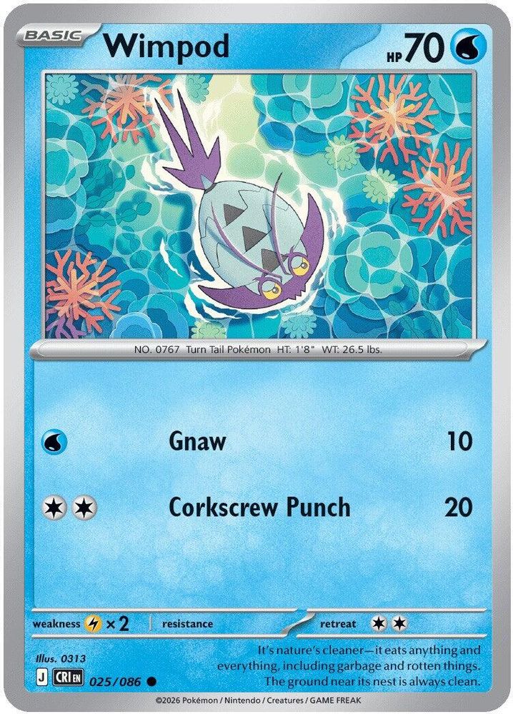 Wimpod 025/086 Common Reverse Holo Chaos Rising NM/M