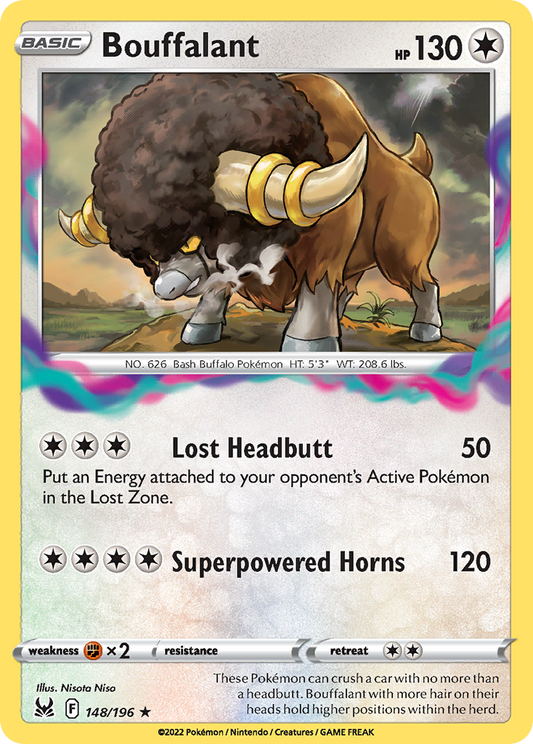 Bouffalant 148/196 Rare Reverse Holo Lost Origin NM/LP