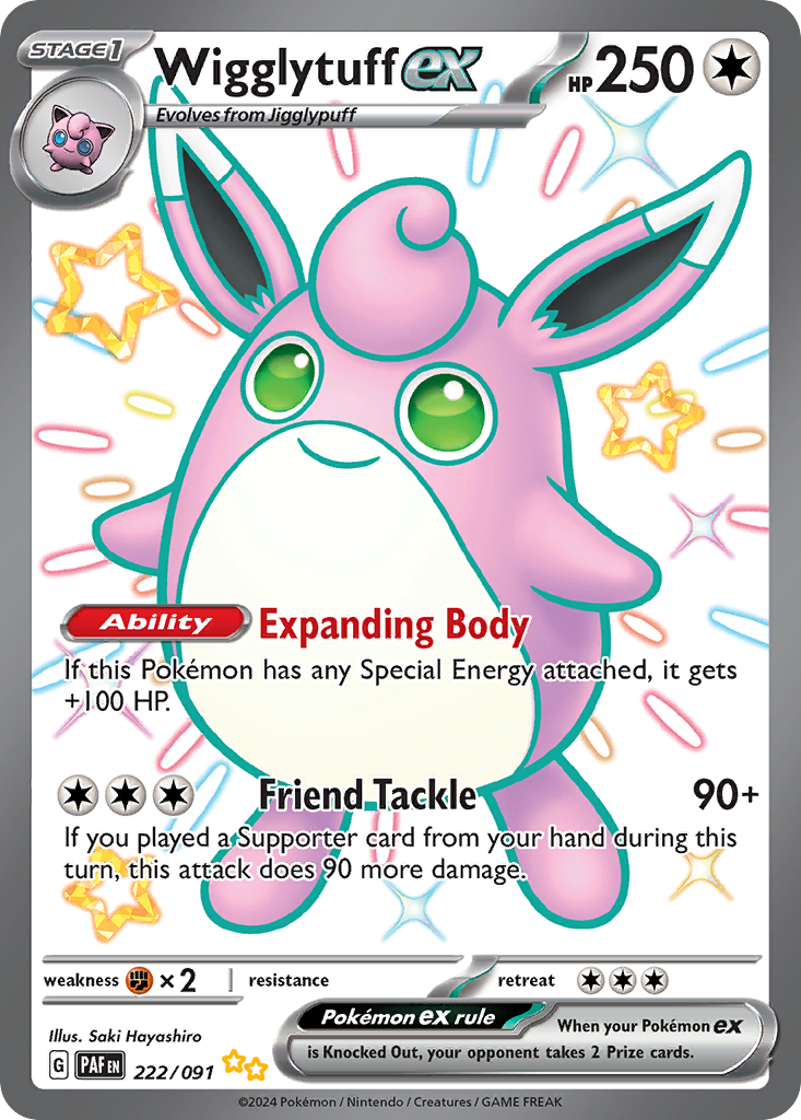 Wigglytuff ex 222/091 Shiny Ultra Rare Paldean Fates NM/M