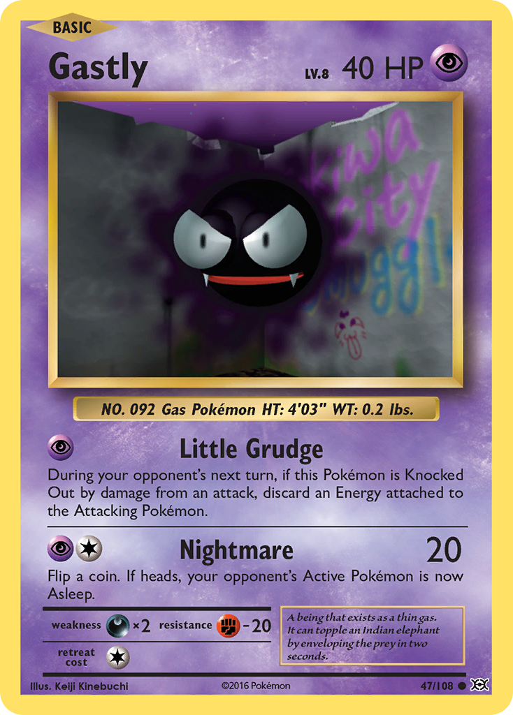 Gastly 47/108 Common Reverse Holo Evolutions NM/M