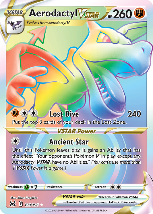 Aerodactyl VSTAR 199/196 Rainbow Rare Lost Origin NM/M