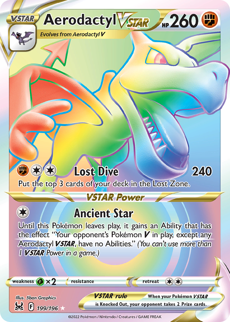 Aerodactyl VSTAR 199/196 Rainbow Rare Lost Origin NM/M