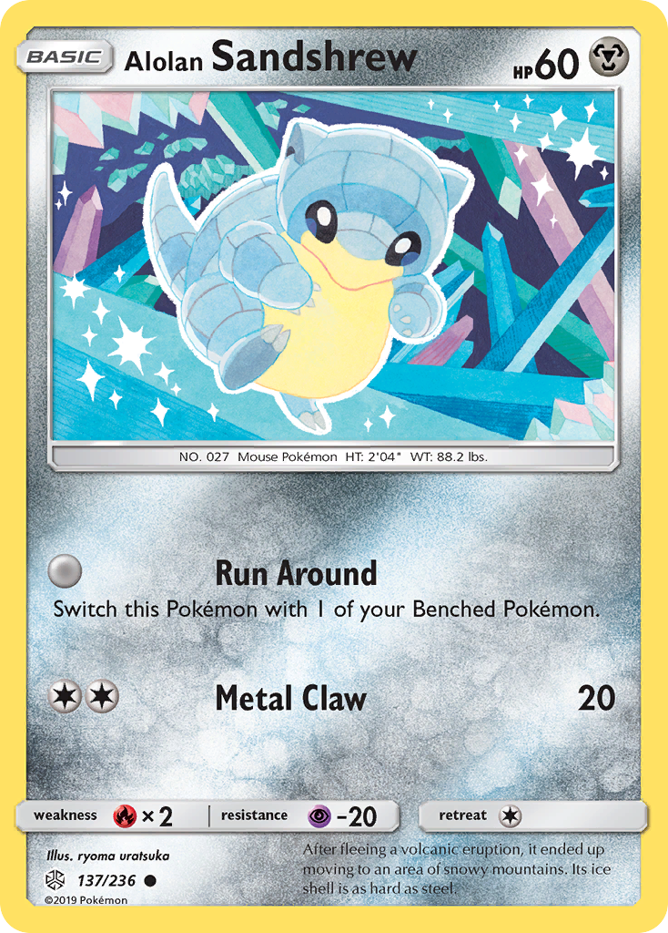 Alolan Sandshrew 137/236 Common Reverse Holo Cosmic Eclipse NM/M