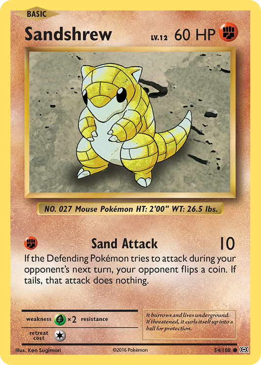 Sandshrew 54/108 Common Reverse Holo Evolutions NM/M