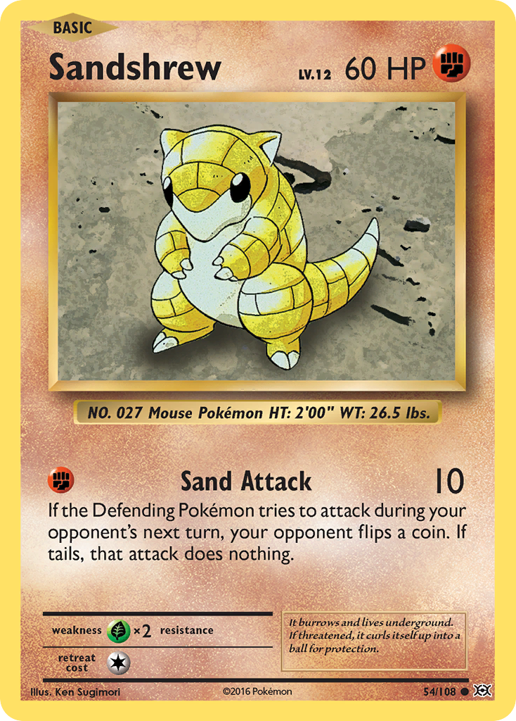 Sandshrew 54/108 Common Reverse Holo Evolutions NM/LP