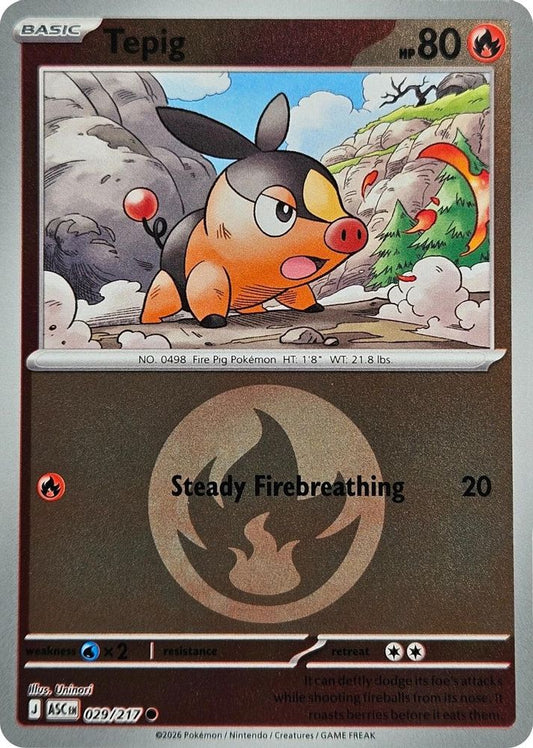 Tepig (Energy Symbol Pattern) 029/217 Common Reverse Holo Ascended Heroes NM/M